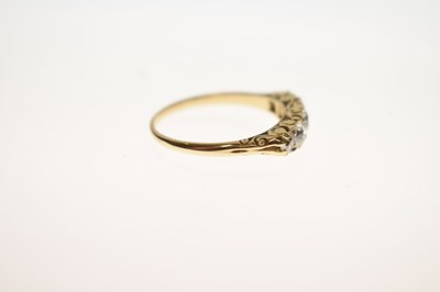 Lot 8 - Unmarked yellow metal five-stone diamond ring