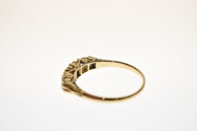 Lot 8 - Unmarked yellow metal five-stone diamond ring