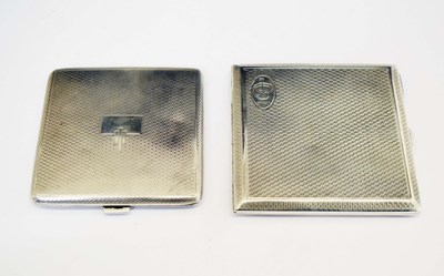 Lot 261 - George V silver cigarette case, together with a George VI silver compact