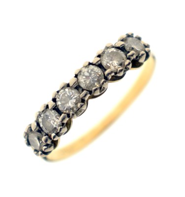 Lot 11 - Diamond six-stone 18ct gold ring