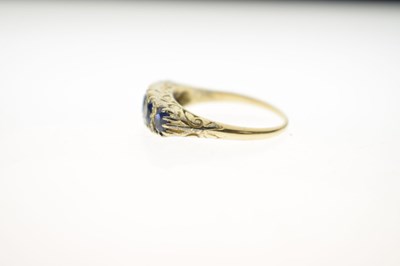 Lot 22 - Victorian-style sapphire and diamond yellow metal ring