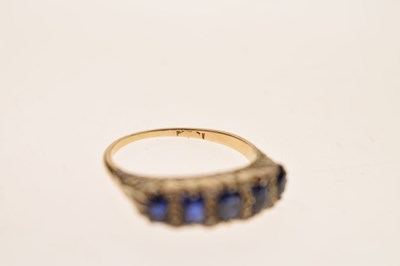 Lot 22 - Victorian-style sapphire and diamond yellow metal ring