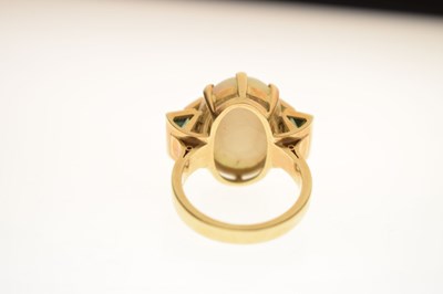 Lot 33 - Opal and green tourmaline 18ct yellow gold ring