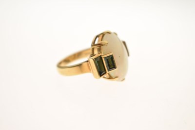 Lot 33 - Opal and green tourmaline 18ct yellow gold ring