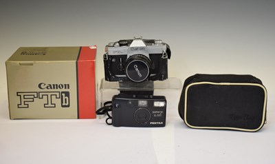 Lot 443 - Canon FTb and original box, together with Pentax Espio Jr