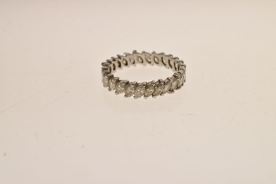 Lot 12 - Diamond marquise unmarked white metal full eternity ring