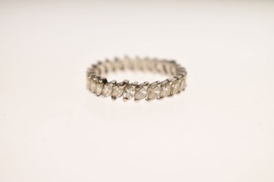 Lot 12 - Diamond marquise unmarked white metal full eternity ring