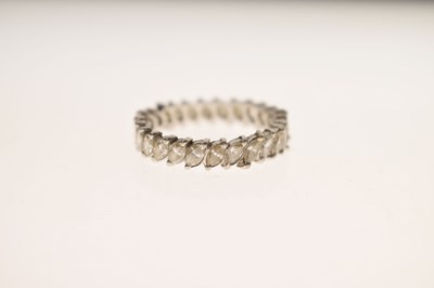 Lot 12 - Diamond marquise unmarked white metal full eternity ring