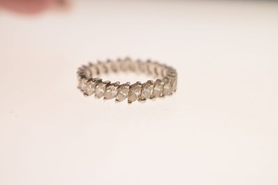 Lot 12 - Diamond marquise unmarked white metal full eternity ring