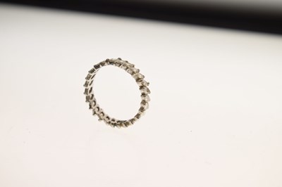 Lot 12 - Diamond marquise unmarked white metal full eternity ring