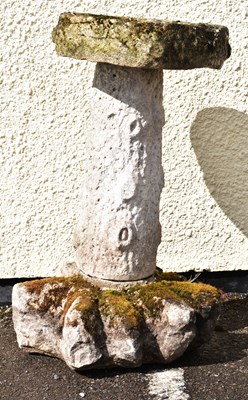 Lot 746 - Composition stone garden birdbath of rustic design