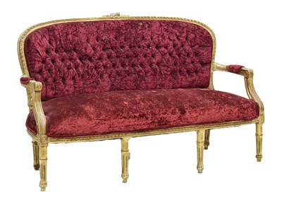Lot 714 - French style giltwood settee, in the Louis XV taste