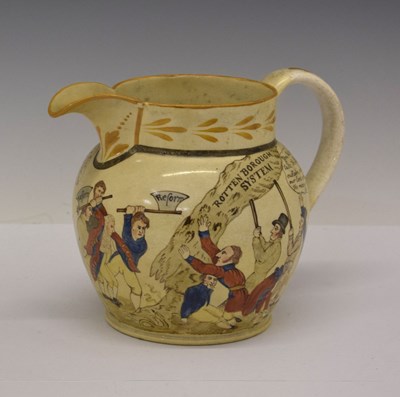 Lot 308 - 1832 Reform Bill Interest – Rare early 19th century Pearlware Political jug