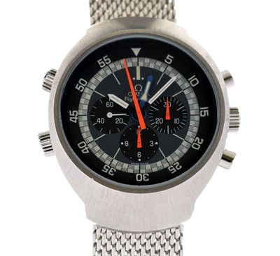 Lot 119 - Omega - Flightmaster stainless steel chronograph bracelet watch, ref. 145.036