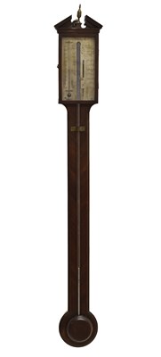 Lot 461 - Scottish Interest: Early 19th century mahogany stick barometer, Dominick Stampa, Edinburgh