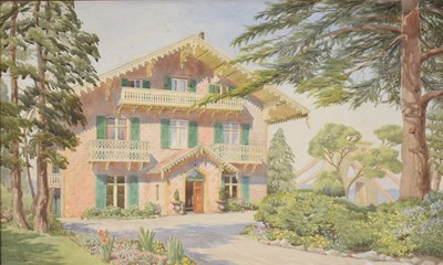 Lot 626 - Irene McKeag (20th century) - Watercolour - 'Alpenfels 1960'