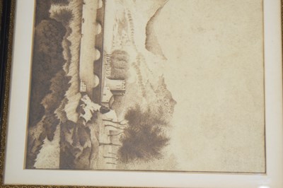 Lot Italian School, circa 1800 - Pair of sepia ink landscapes