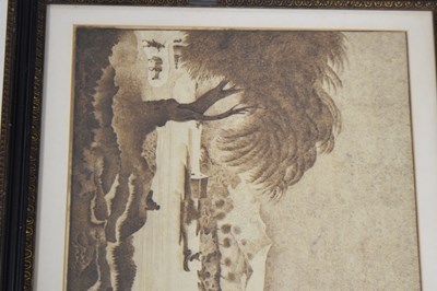 Lot Italian School, circa 1800 - Pair of sepia ink landscapes