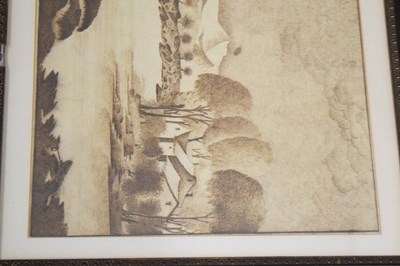 Lot Italian School, circa 1800 - Pair of sepia ink landscapes