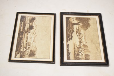 Lot Italian School, circa 1800 - Pair of sepia ink landscapes