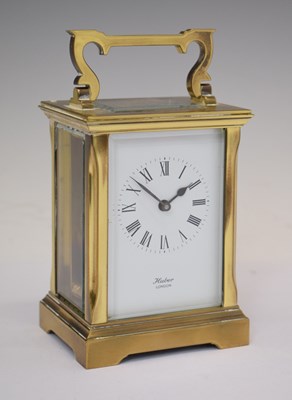 Lot 752 - Huber, London - Gilt metal cased carriage timepiece