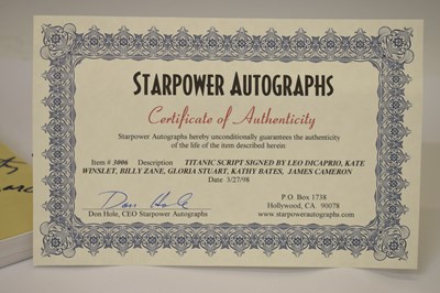 Lot 276 - Titanic (1997) - Autographed movie screenplay