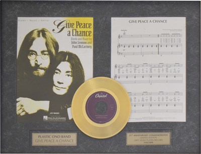 Lot 440 - Beatles Interest - Plastic Ono Band 'Give Peace A Chance' framed record