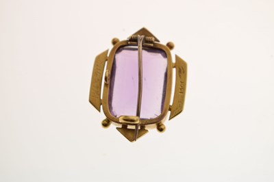 Lot 48 - Late Victorian/Edwardian amethyst seed pearl brooch