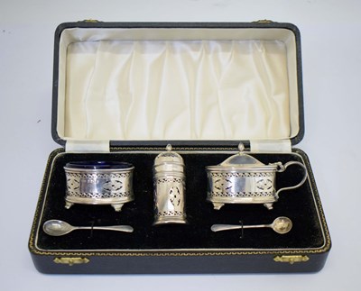 Lot 248 - George VI silver three-piece condiment set