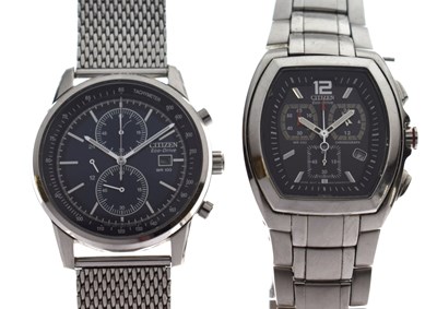 Lot 234 - Citizen Eco-Drive - WR 100 stainless steel chronograph bracelet watch, ref. 710118