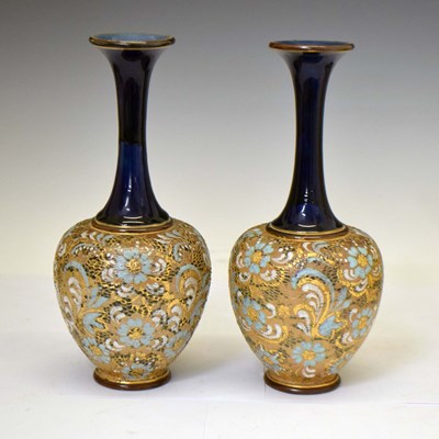 Lot 551 - Pair of Doulton Lambeth 'Slater's Patent' vases