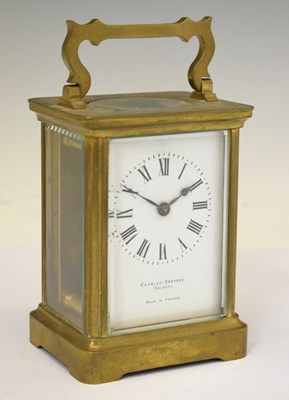 Lot 755 - Brass carriage clock circa 1900, retailed by Charles Desprez of Bristol