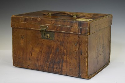 Lot 372 - Late Victorian or Edwardian leather travelling case