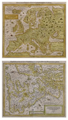 Lot 373 - After Sebastian Munster - Two maps, Europe and the British Isles, Cosmographia (1588)