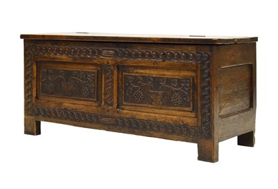 Lot 804 - 18th century Continental carved elm coffer, probably French