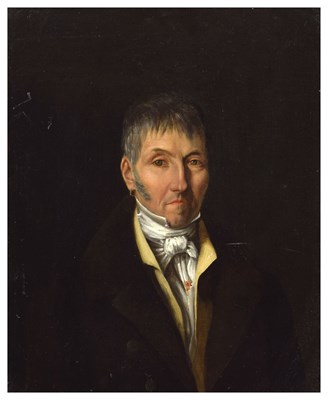 Lot 382 - 19th century French school - Oil on canvas - Bust portrait of a gentleman