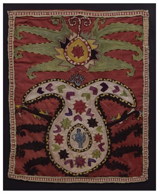 Lot 455 - Late 19th century Uzbek (Lakai) embroidery Suzani wall hanging