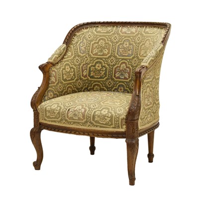 Lot 774 - 19th century oak framed tub back bergere chair in Louis XVI taste