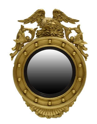 Lot 711 - 19th century giltwood convex wall mirror