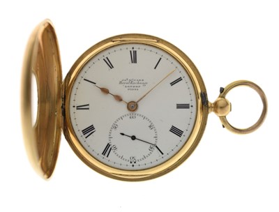 Lot 133 - Mid Victorian 18ct gold half hunter pocket watch, James McCabe, Royal Exchange