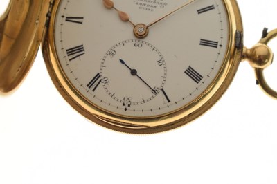Lot 133 - Mid Victorian 18ct gold half hunter pocket watch, James McCabe, Royal Exchange