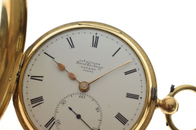 Lot 133 - Mid Victorian 18ct gold half hunter pocket watch, James McCabe, Royal Exchange