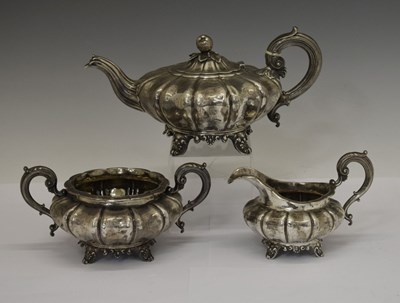 Lot 169 - William IV silver three-piece tea set