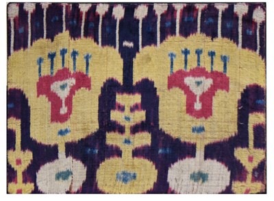 Lot 706 - Uzbek silk (shoyi) ikat (abr) fragment, Uzbekistan, Central Asia
