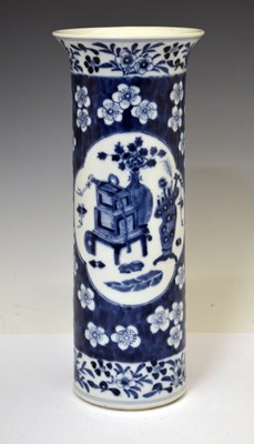 Lot 343 - Chinese porcelain blue and white sleeve vase