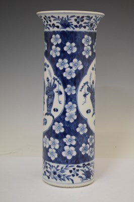 Lot 343 - Chinese porcelain blue and white sleeve vase