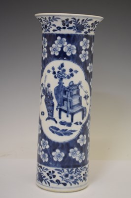Lot 343 - Chinese porcelain blue and white sleeve vase