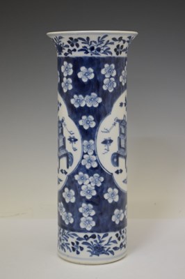 Lot 343 - Chinese porcelain blue and white sleeve vase