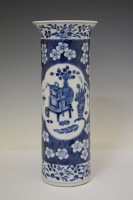 Lot 343 - Chinese porcelain blue and white sleeve vase
