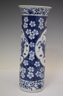 Lot 343 - Chinese porcelain blue and white sleeve vase